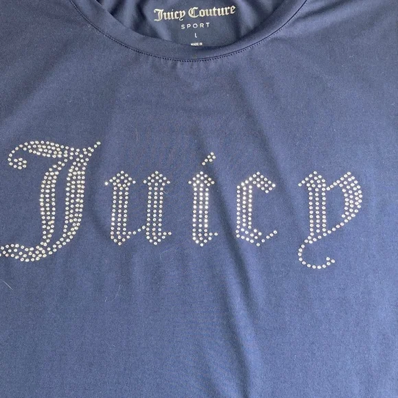 Juicy Couture Sport Navy Blue Top with Sparkling Logo - Picture 3 of 6